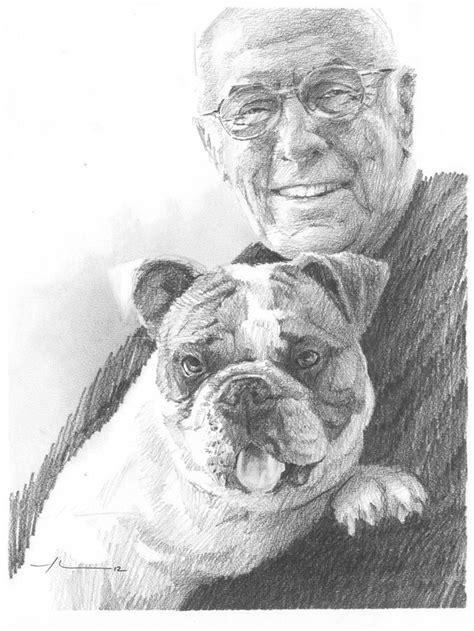 Dad And Dog Pencil Portrait Drawing By Mike Theuer Fine Art America