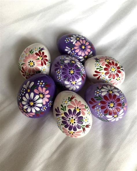 Set Of 7 Hand Decorated Painted Chicken Easter Egg Traditional Slavic