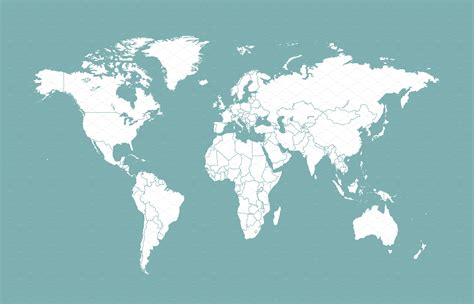 World Map Flat With Borders White Pre Designed Illustrator Graphics