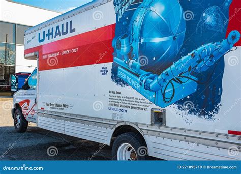 U-Haul Van Driving on a Street in Vancouver Canada. U-Haul is an
