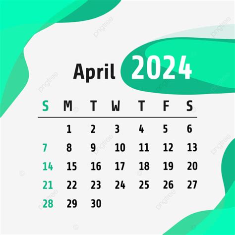 Calendario Mensual Abril Vector Png Abril De Calendario