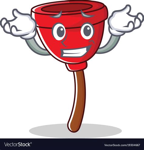 Grinning Plunger Character Cartoon Style Vector Image