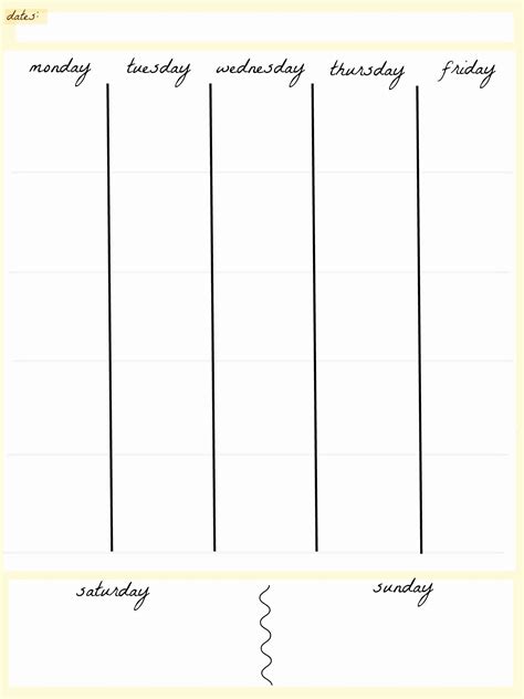 Free Printable 5 Day Weekly Calendar
