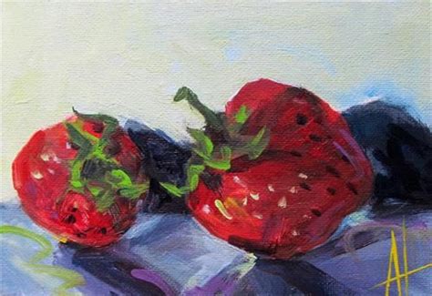 Daily Paintworks Strawberries Original Fine Art For Sale Anne