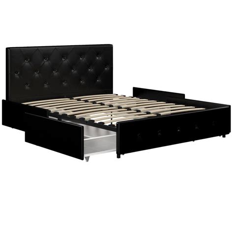 River Street Designs Dean Upholstered Bed With Storage Black Faux
