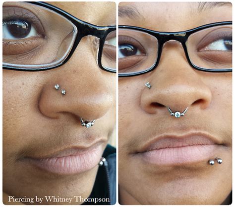 Piercingbywhitney Healed Double Nostril With Cz Faceted Gems From