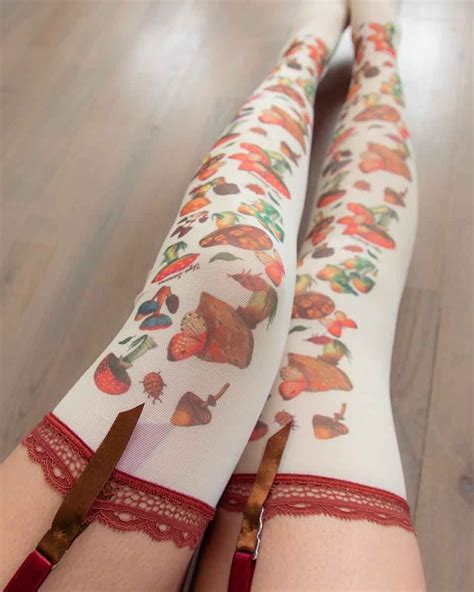 Magical Mushrooms Printed Thigh high Stockings ʟᴀꜱᴛ ᴄʜᴀɴᴄᴇ Thigh high stockings Stockings