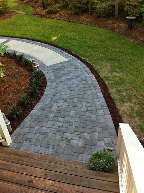 Concrete Walkway Transformed With Beautiful Cobble Stone Pavers