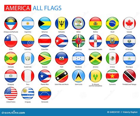Round Glossy Flags Of America Full Vector Collection Stock Vector