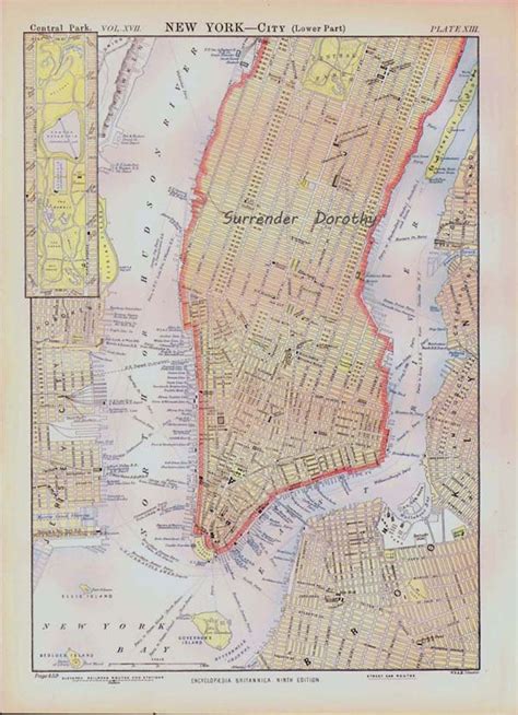 New York City Map Lower Manhattan 1892 Vintage Victorian Etsy
