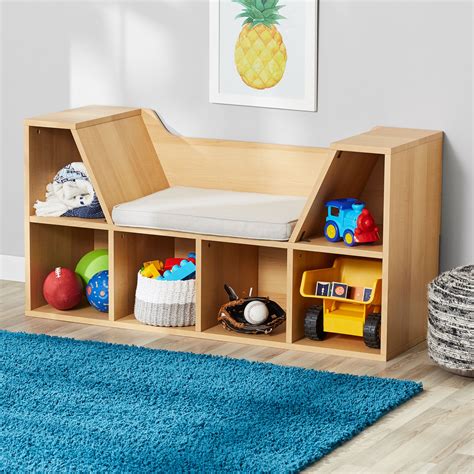 Your Zone Kids Reading Nook And Storage Bookcase Natural
