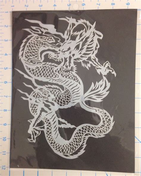 10 Mil Reusable Laser Cut Mylar Stencil Oriental Dragon Design Etsy
