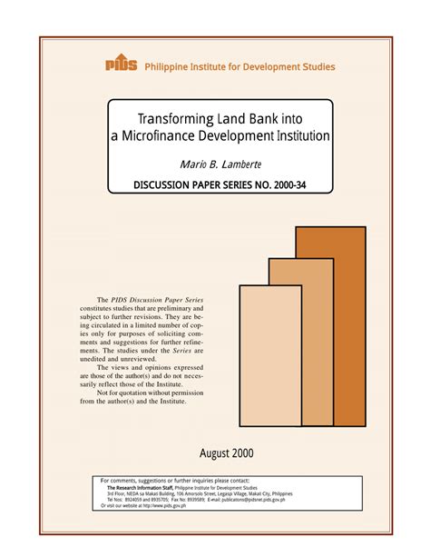 Microfinance organisations should understand who. (PDF) Transforming Land Bank into a Microfinance ...