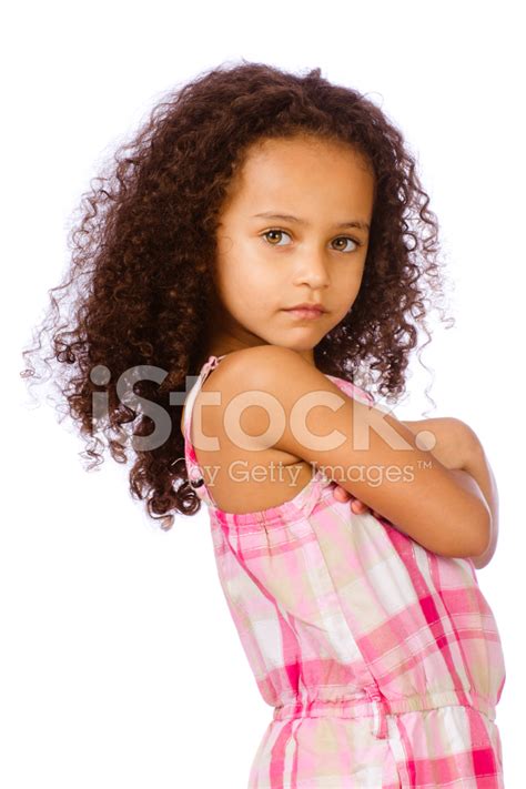 Portrait Of Pretty African American Mixed Race Child Stock Photo
