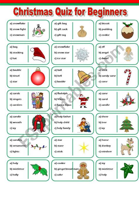 Christmas Vocabulary Quiz Esl Worksheet By Mulle