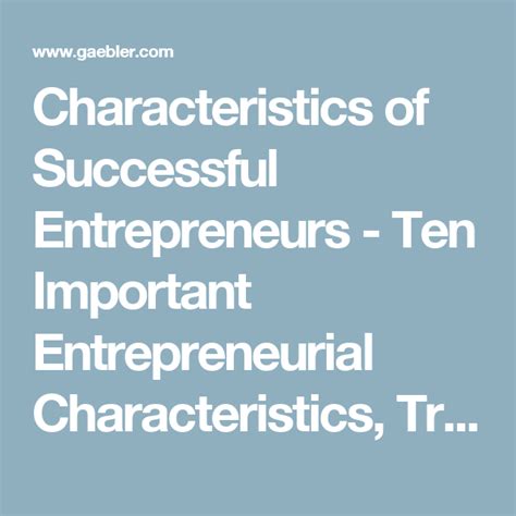 Characteristics Of Successful Entrepreneurs Ten Important