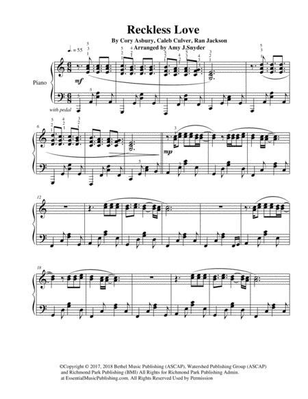 Reckless Love Piano Solo Sheet Music Pdf Download