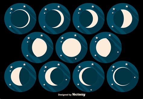 Moon Phases Flat Vector Icons Download Free Vector Art Stock