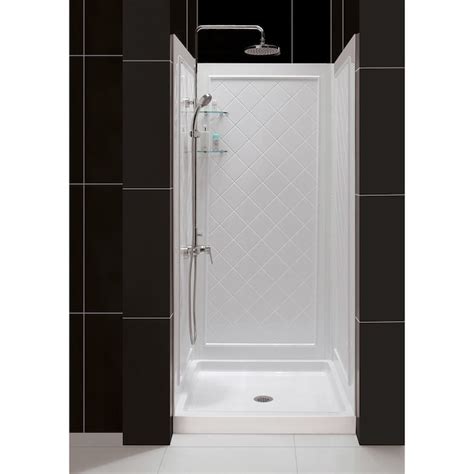 dreamline qwall 5 white 2 piece 36 in x 36 in x 77 in alcove shower kit in the alcove shower