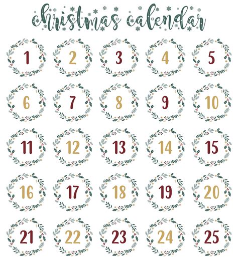 Free Advent Calendar Numbers Printable Pdf Hot Sex Picture
