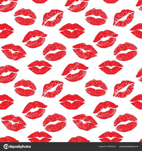 Lipstick Kiss Print Isolated Vector Seamless Pattern Vector Female
