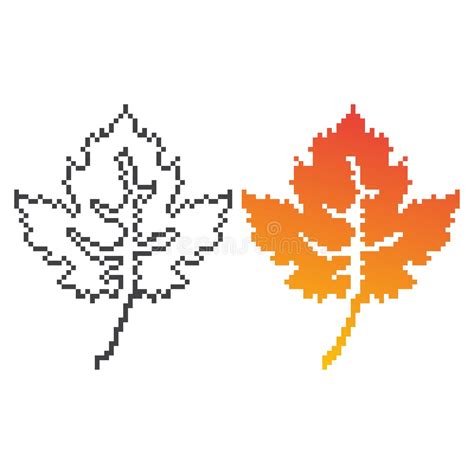 Autumn Leaf Pixel Art 8 Bit Vector Icon Illustration Stock