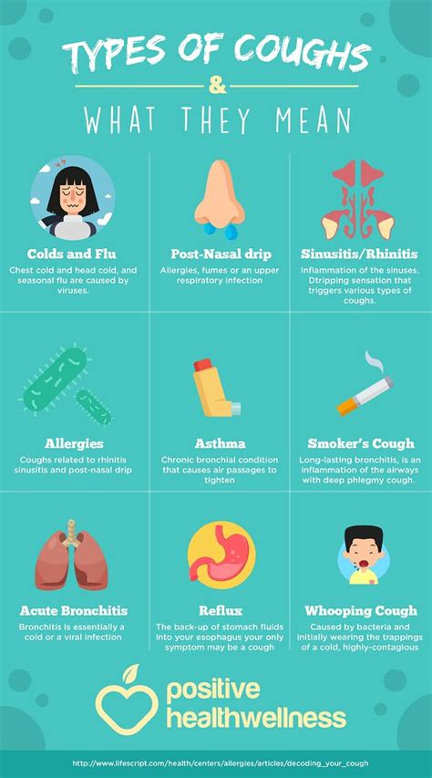 infographic with types of cost and what they mean smokers cough infographic health sinusitis