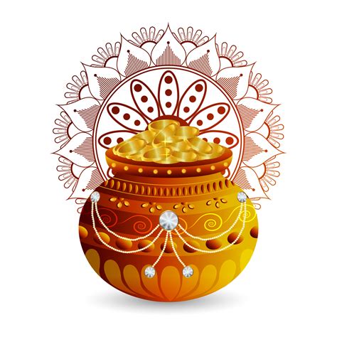 Gelukkig Dhanteras En Gelukkig Diwali Goud Munt Kalash 11841916 Png