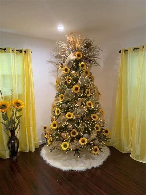 Navidad Sunflower Floral Christmas Tree Christmas Tree Decorating