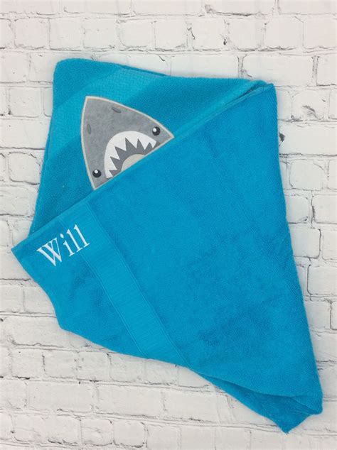 Personalized Shark Bath Towel Shark Decor Kids Hooded Towel Etsy