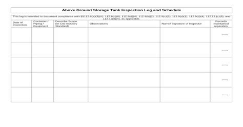 Above Ground Storage Tank Inspection Log And · Pdf Fileto Comply With Integrity Inspection