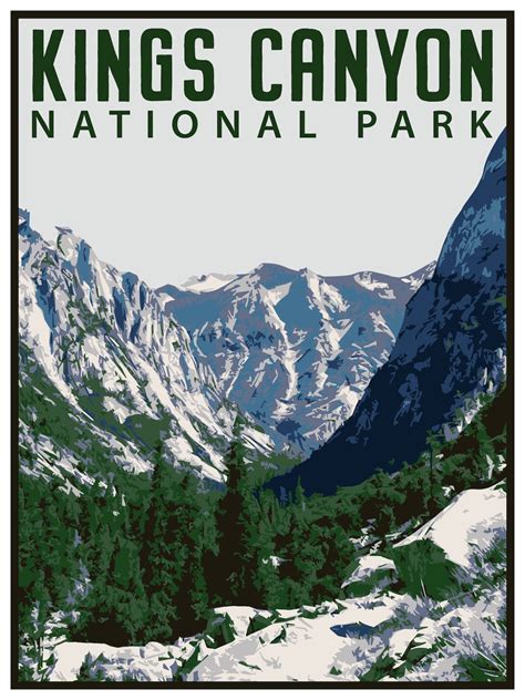 Kings Canyon National Park Travel Poster Vintage Serigraph Etsy