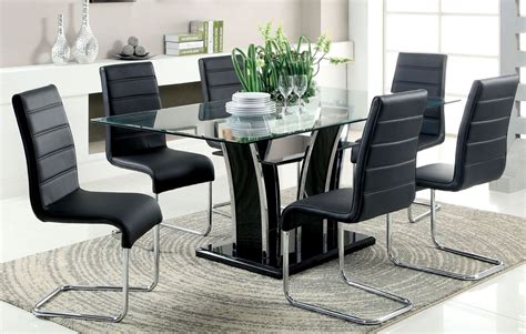 Glenview Black Glass Top Dining Room Set from Furniture of America ...