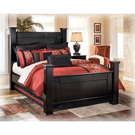 B271 67 Ashley Furniture Shay Almost Black Queen Poster Bed