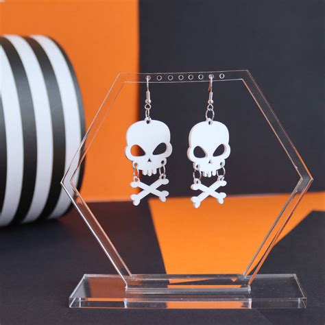 Skull And Crossbone Halloween Earrings By Perfect Personalised Ts