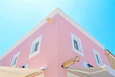 Hd Wallpaper Pink And White Concrete House Structure Architecture