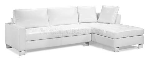 Contemporary White Bycast Leather Sectional Sofa Wtufted Seats
