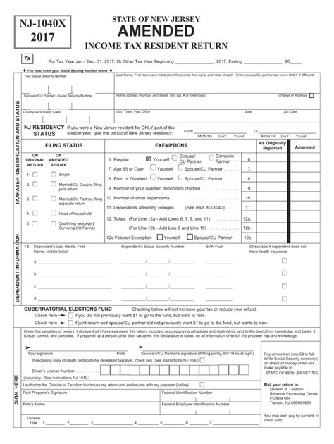 Nj 1040x Instructions 2017 2024 Form Fill Out And Sign Printable Pdf