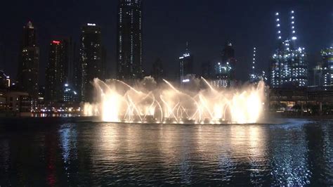 The Famous Dubai Fountain On Burj Khalifa Lake Downtown Dubai