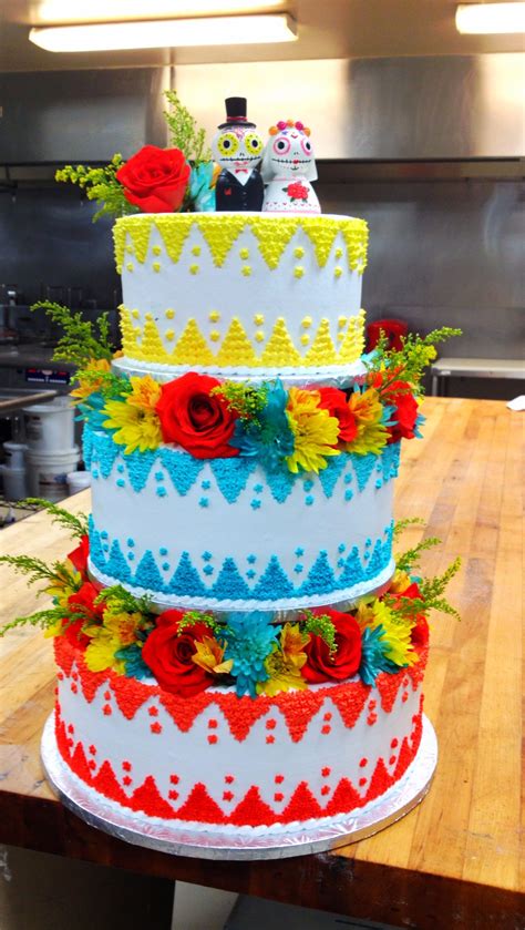 You can either make festive and colourful flowers. Mexican Cake for a wedding | Day of the Dead Wedding cakes ...