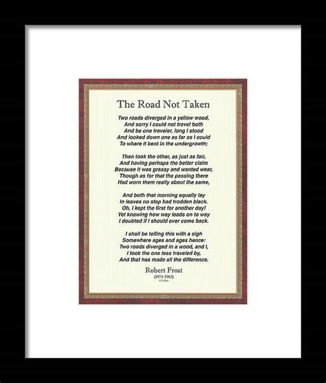 The Road Not Taken Robert Frost Framed Print By Desiderata Gallery