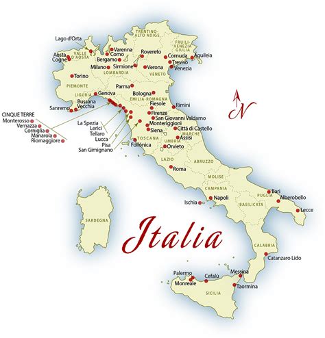 A detailed map of cities of italy: Map of Italia | RedRedCircle