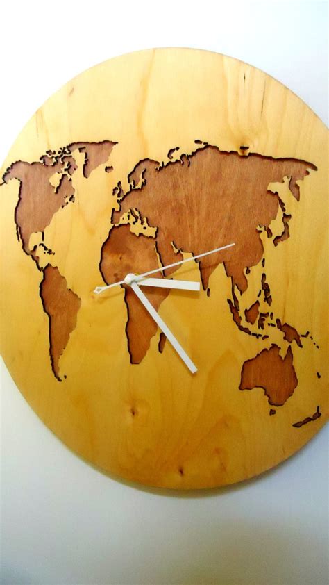 Large Wall Clock 157 World Map Wall Art Wood World Etsy