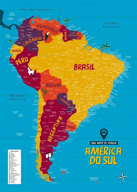 Meu Mapa De Viagem América Do Sul Com Alfinetes Para Marcar E