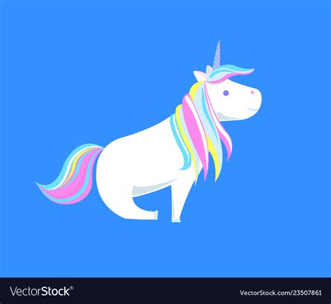 Fantastic Unicorn With Rainbow Color Mane And Tail
