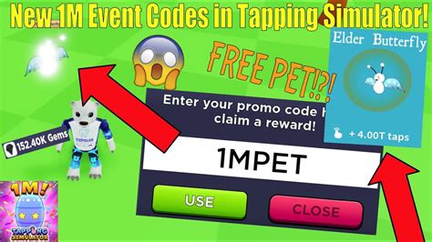New Insane 1m Event Codes In Tapping Simulator Roblox Youtube