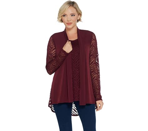 As Is Susan Graver Liquid Knit And Lace Cardigan And Tank Set Qvc