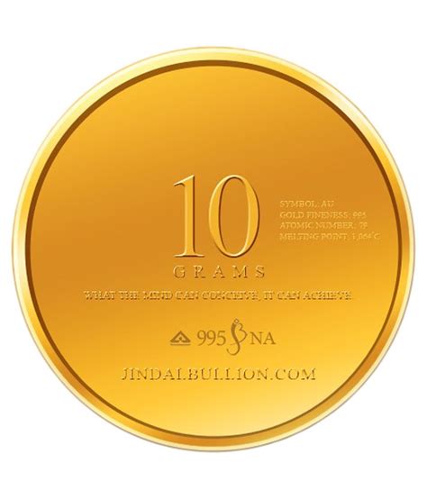 Jindal Bullion 24kt 995 10 Gram Gold Coin Buy Jindal Bullion 24kt
