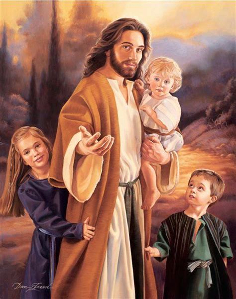 Hermosa Imagen De Jesús Con Niños A Su Lado Religión Cuadros De