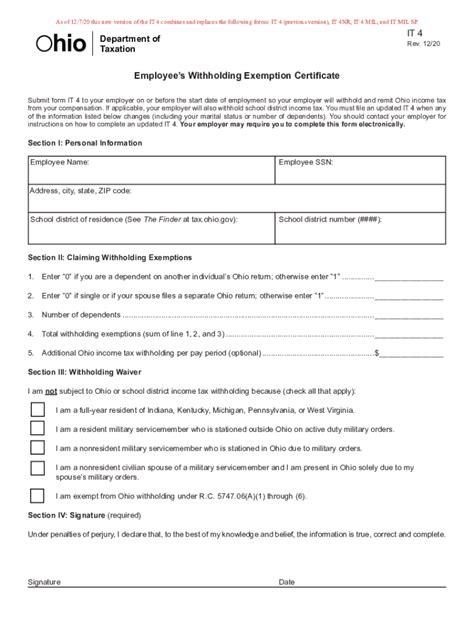 Ohio Tax Withholding Form 2023 Printable Forms Free Online